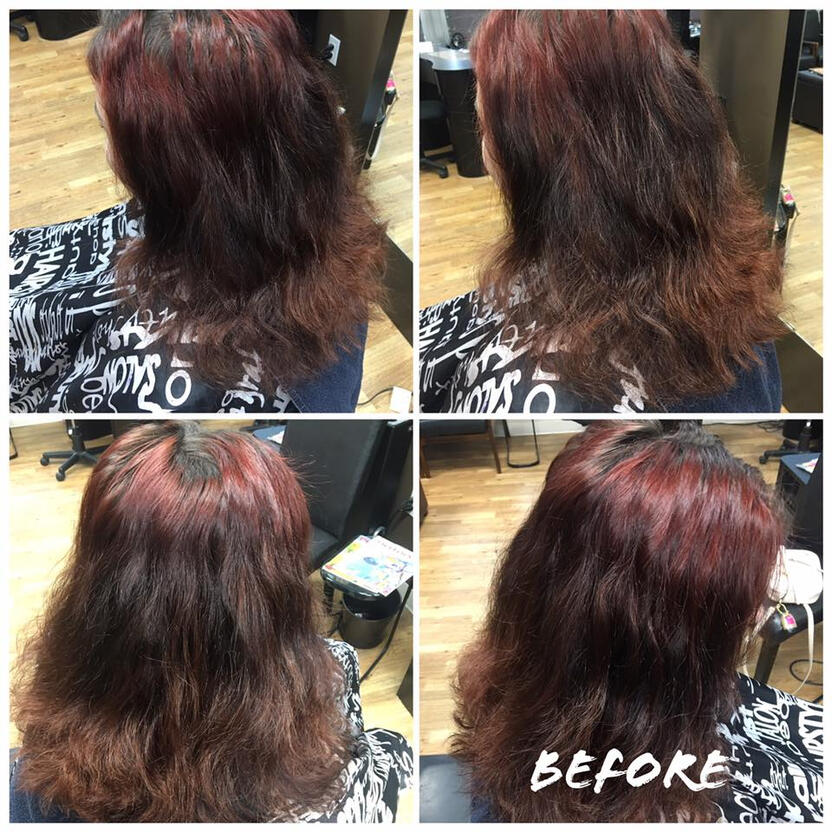 hair repair and color before