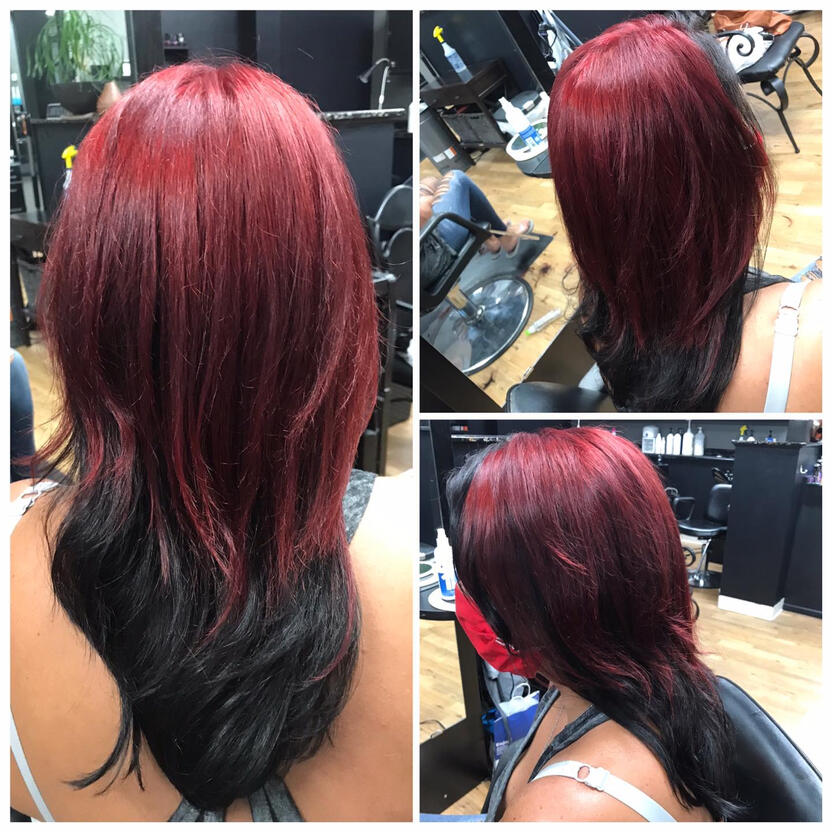 Burgundy and Black long hair color